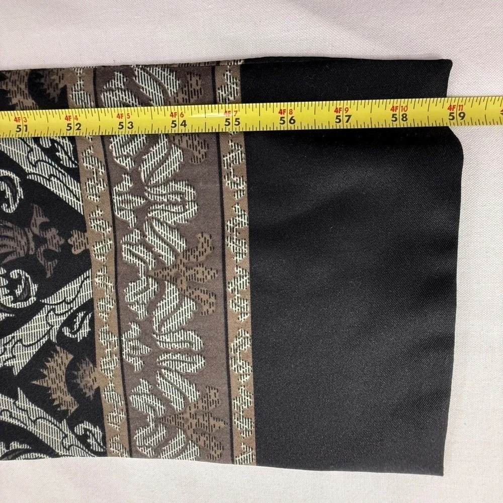 Damask Print Scarf Skinny Long Neck Brown Black Tan Patterned About 59x8 In